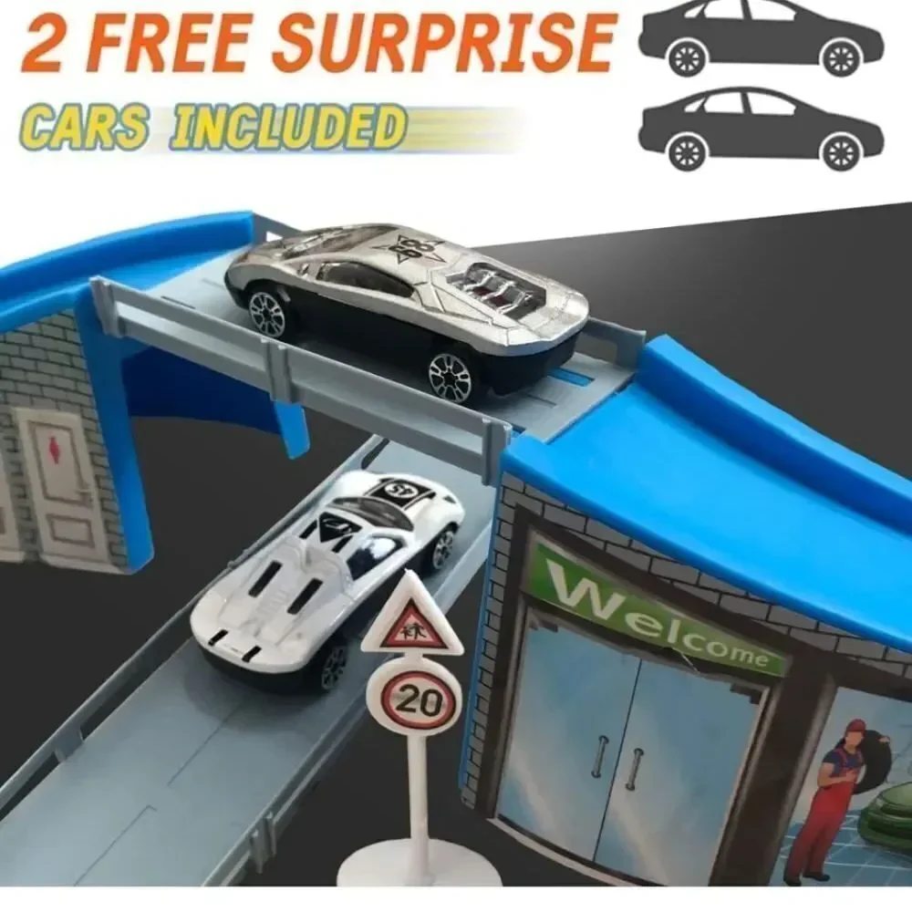 BRAND NEW CAR PARK TOY SET CAR VEHICLE BUILDING PARKING LOT RACE TRACKS K… S2